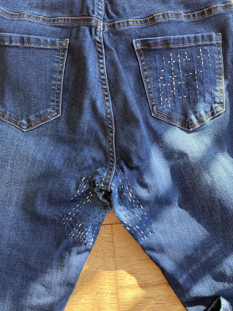 Reprise sashiko sur un jean