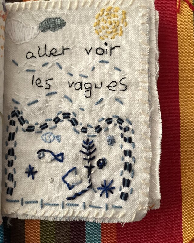 Page 09 du journal de broderie : Aller voir les vagues
